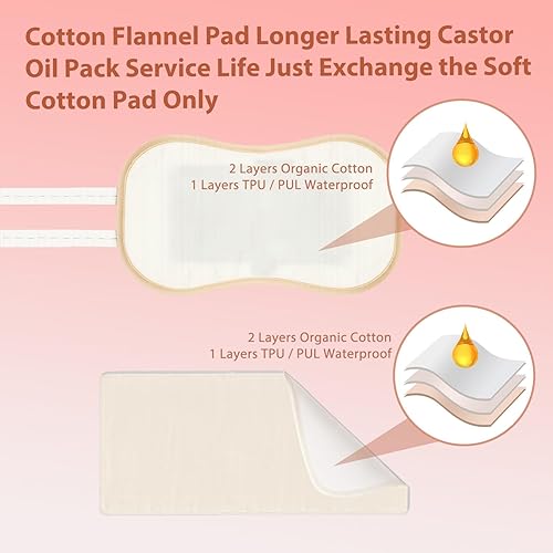 Miniatura 6 de Paquete de aceite de ricino calentado, paquete de aceite de ricino de algodón orgánico, viene con almohadilla de franela de algodón repelente al