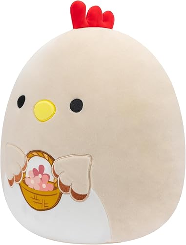 Miniatura 2 de Squishmallows Gallo Todd Beige Original de 12 pulgadas con cesta de flores - Peluche oficial de Jazwares