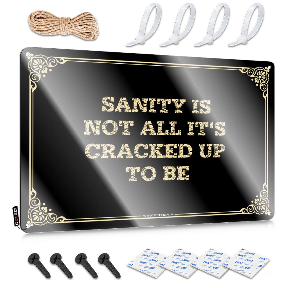 Letrero de metal de 30x40 cm con frase divertida sobre la cordura para decoración de pared