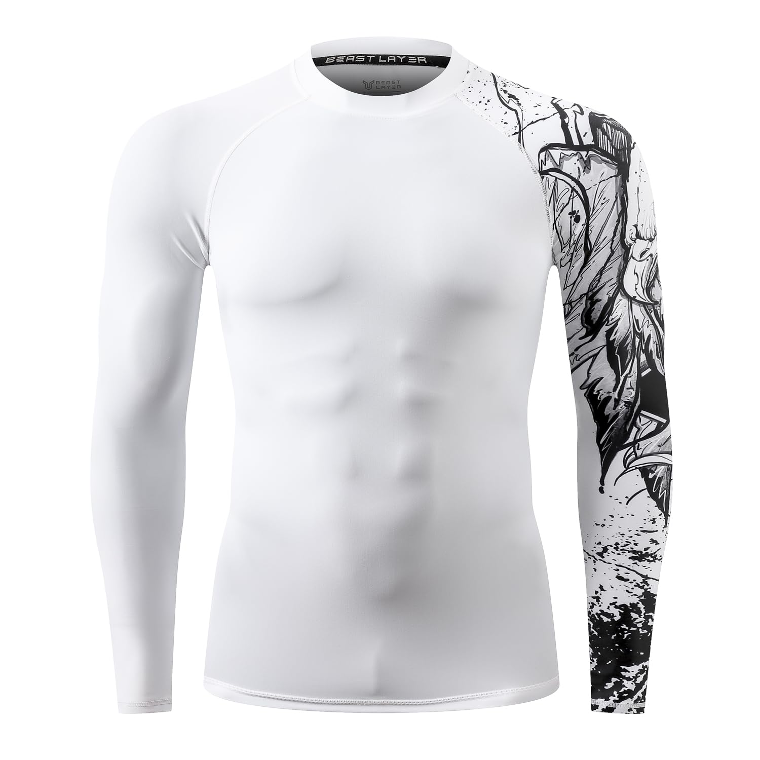 HUGE SPORTS Rashguard Homme Haute de Combinaison en Tissu très élastique spéciale Manches Longues Protection Solaire UV (UPF) 50+