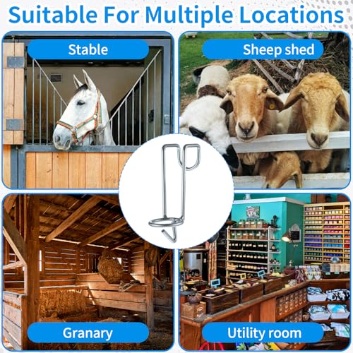 AojSup 2 Pcs Horse Water Bucket Hooks Portable Horse Bucket Hooks Removable Hangers Equestrian Stall Accessories Livestock Supplies, Over The Fence, Hang on Stall Walls (Silver)