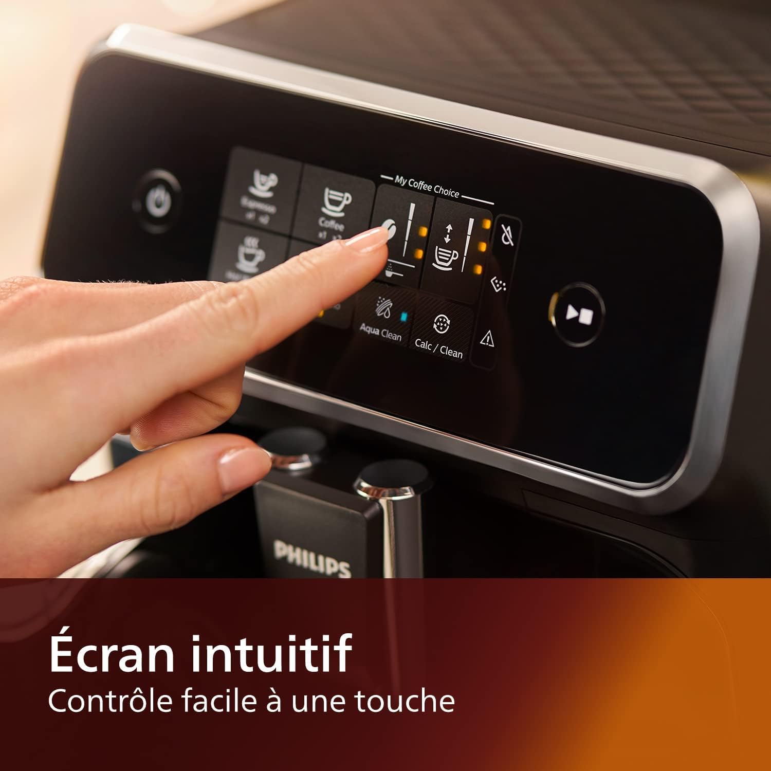 Philips Expresso broyeur Série 2200-3 Boissons, Écran tactile, Carafe LatteGo, Broyeur céramique, Machine à café à grain Noire (EP2231/40)