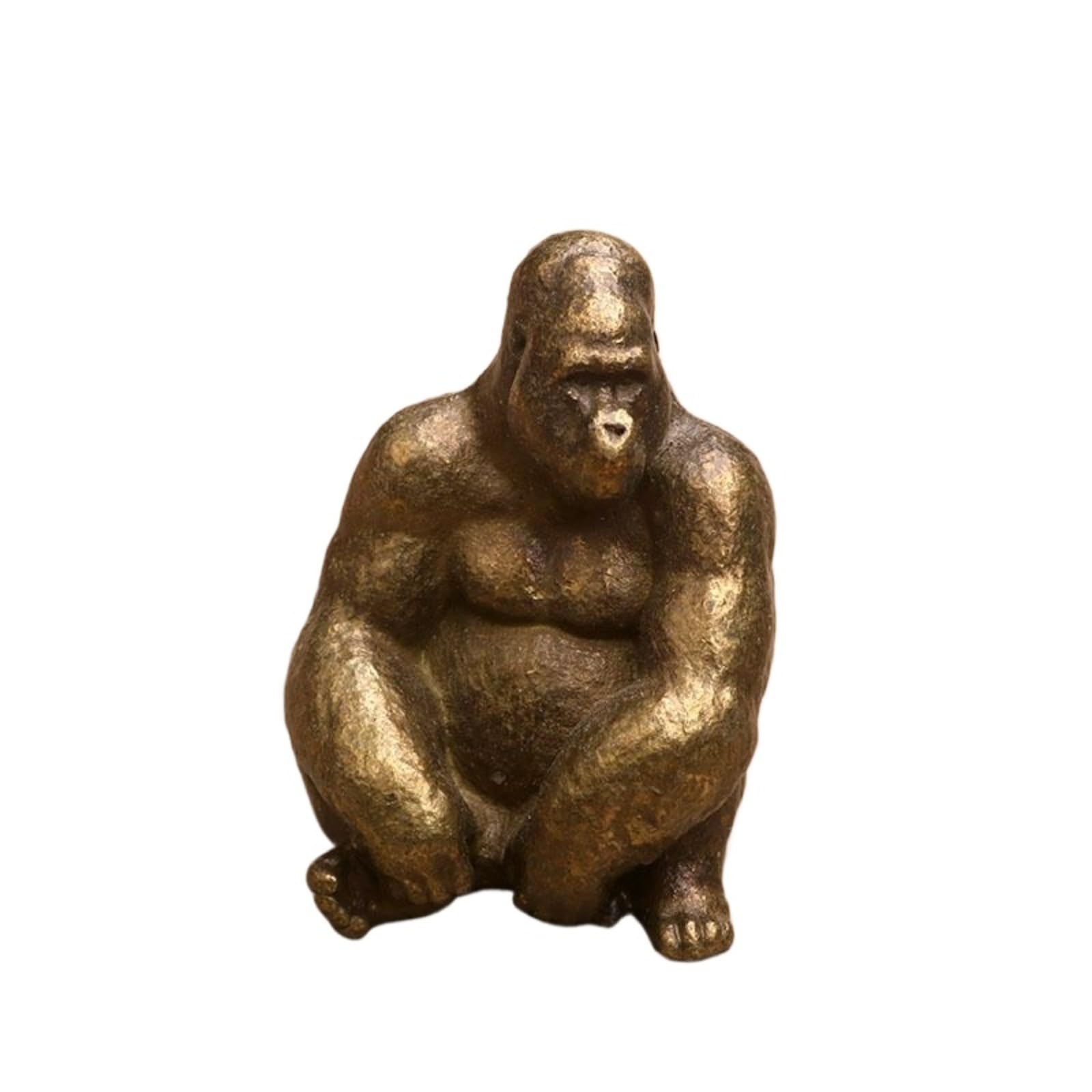 NGDFGR Brass Simulation Gorilla Figurines,Interesting Animal Gorilla Miniature Statue Sculpture Desktop Ornament Home Bonsai Micro Landscape Decor Accessories