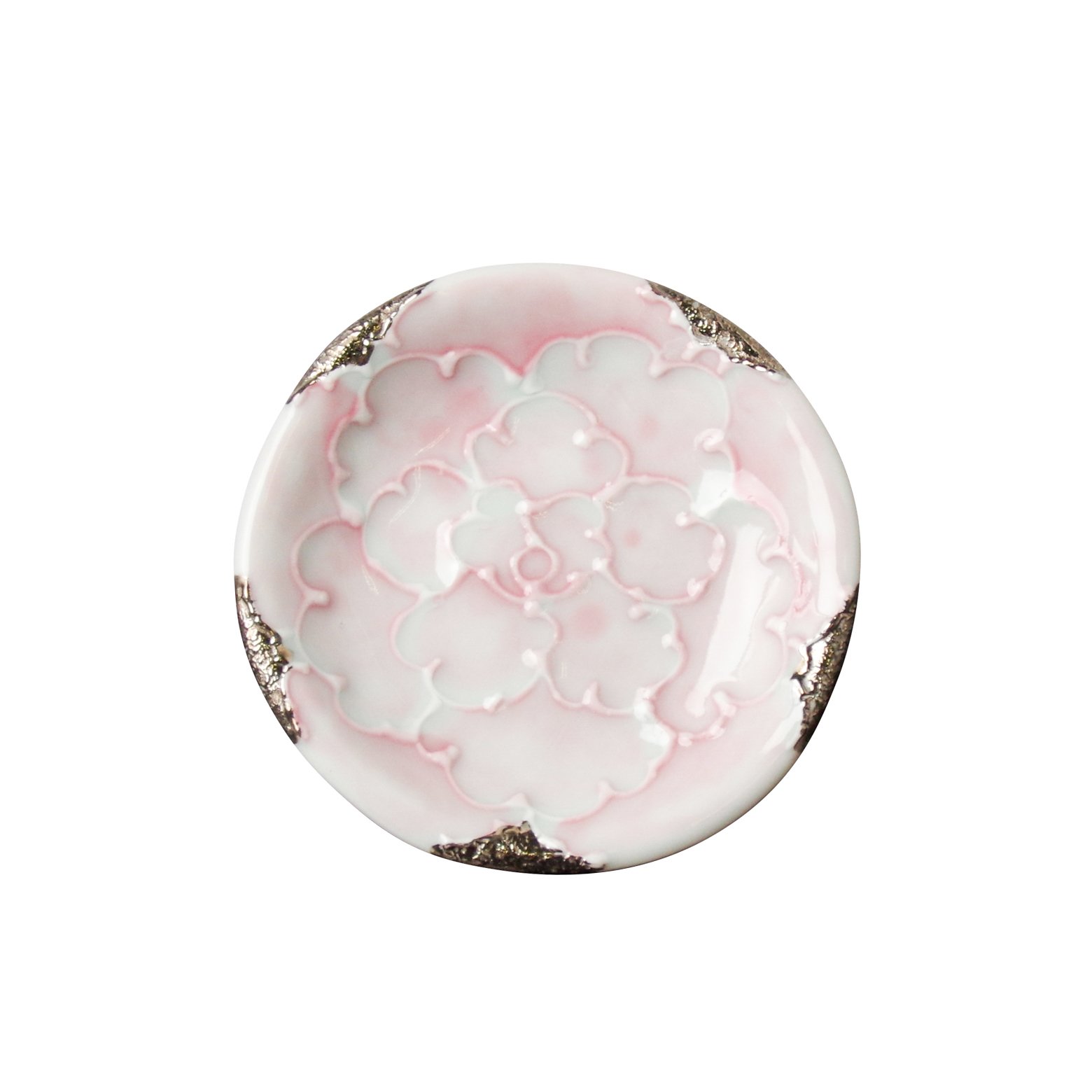 Amazon｜有田焼 プラチナ牡丹(ピンク) 丸豆皿 6.5cm 文山窯 buz0597
