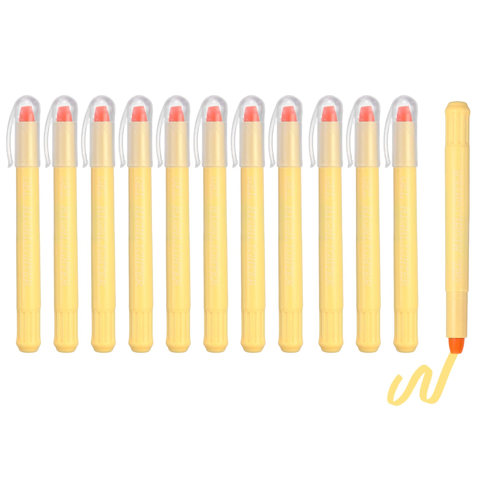 PATIKIL 12Pack Gel Highlighters, Highlighters Pens Wax Crayon Neon Clear View Bright Marker Pen Twist Up Gel Stick Cute Pastel for Journaling Supplies Home Office, Yellow