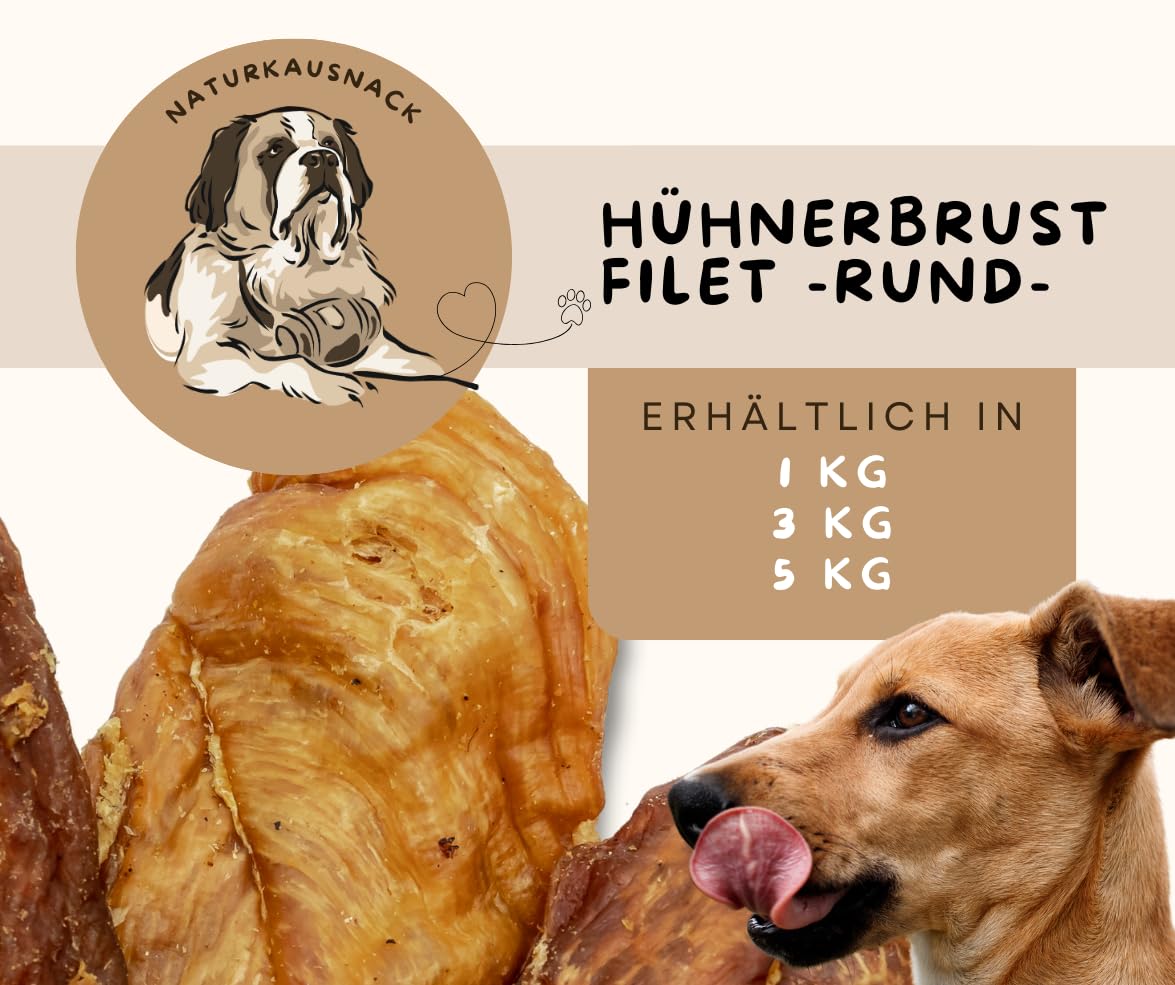 Warnick´s Tierfutterservice - Hundesnack – Hühnchenbrustfilet 3 kg – fettarm, proteinreich & getreidefrei – 100 % Huhn – Naturkausnack ohne Zusätze – ideal zur Zahnpflege & Belohnung - Vorratspaket