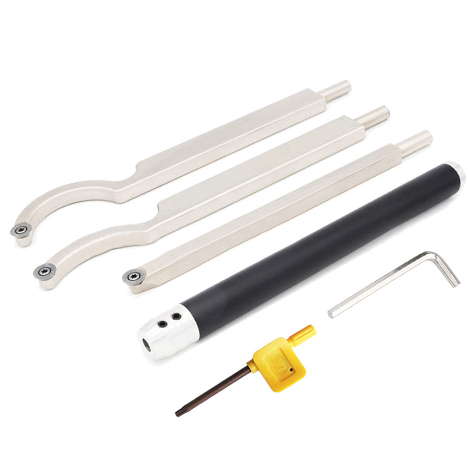Scalpello per Tornio, Utensile con Punta per Tornio a Collo Di Cigno Cavo Scalpello per Tornio Piegato con Inserto Rotondo in Metallo Duro da 12 Mm per Hobbisti Del Legno