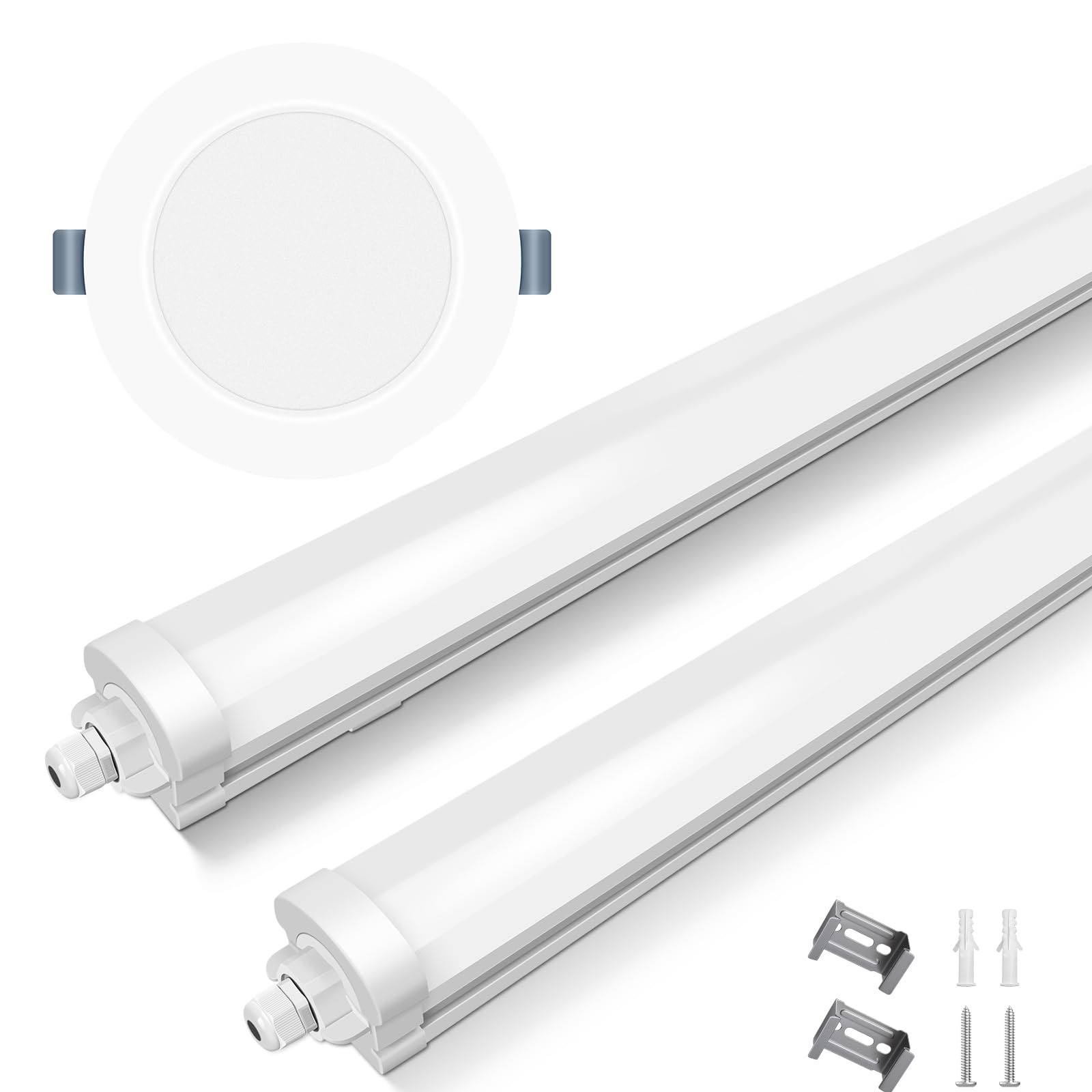 ALUSSO Lot de 2 Réglette LED 85 cm, LED 36W 4320LM 4000K Neutre Blanc IP65 extérieur étanche, Tubes Lumineux pour garage, Cave,entrepôt, bureau, atelier, éclairage de cuisine