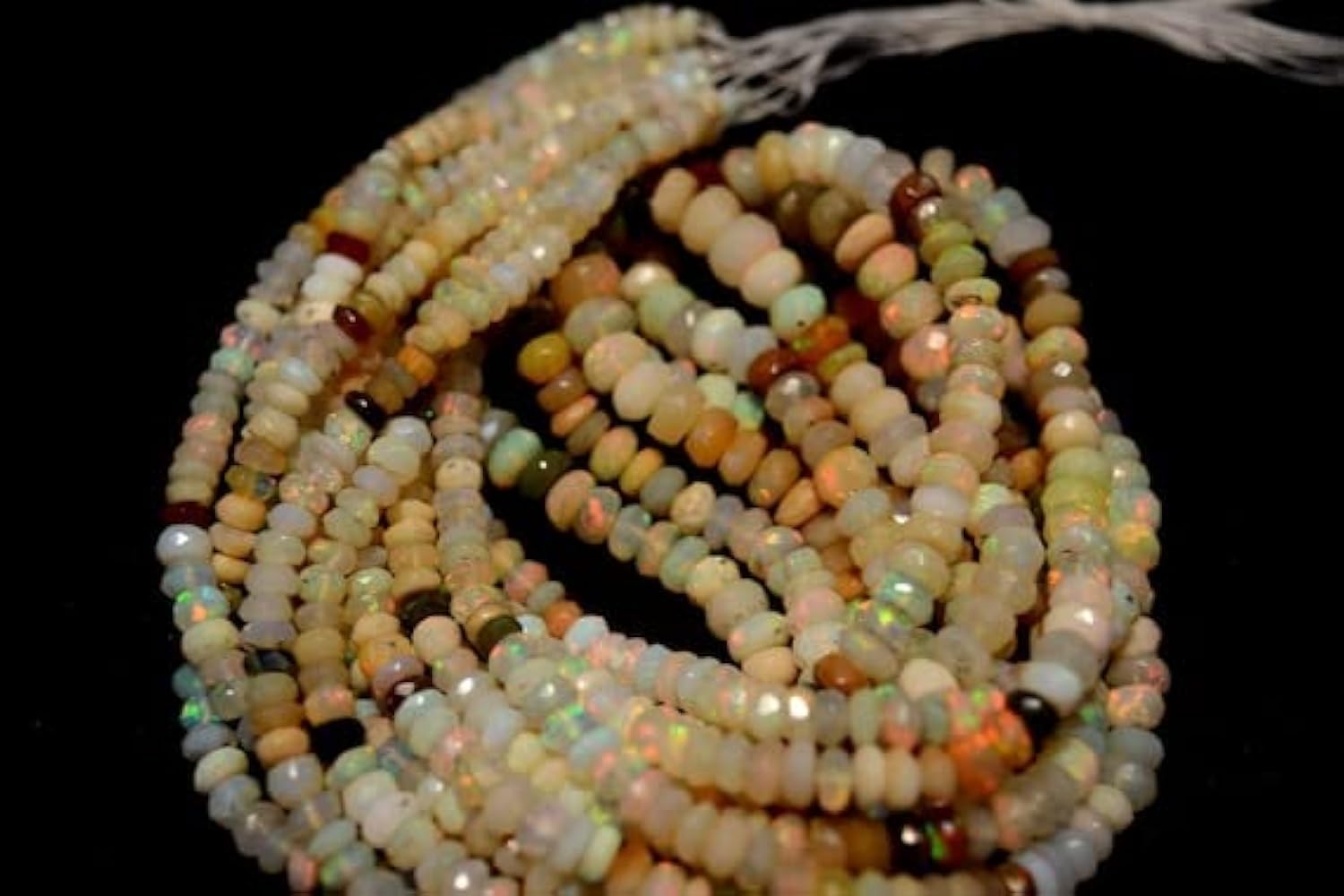 Perles d'opale d'Éthiopie rondelles facettées 3.5-7mm pour création de bijoux