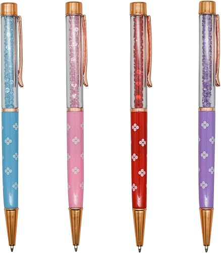 Miniatura 9 de 12 bolígrafos flotantes con diseño floral de lujo, bolígrafos de cristal de diamante, bolígrafos de tinta para escuela, oficina, escritorio,