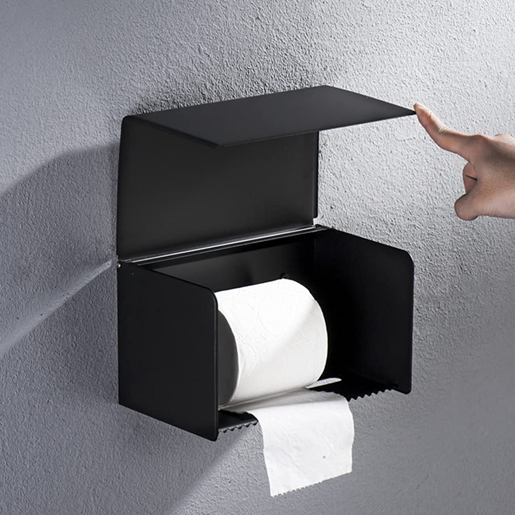 Cabilock Porta Fazzoletti Design Salvaspazio da Parete in Acciaio Inossidabile Nero Resistente alla Ruggine e Contenitore per Bagno