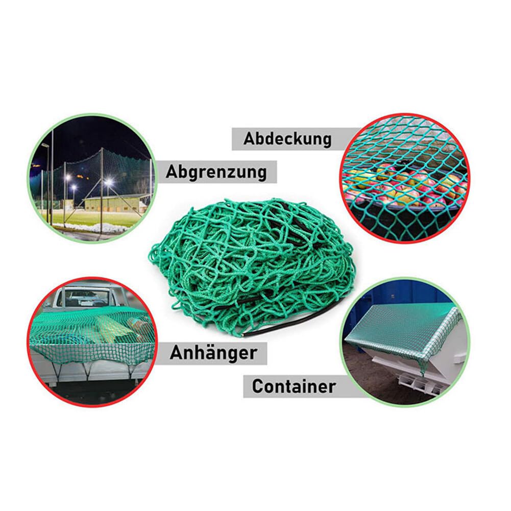 Anhängernetz 2,5 x 3,5 mit Eckmarkierungen Anhänger Netz mit Spanngummi zur optimalen Ladungssicherung Netz für Anhänger mit Gummiseil