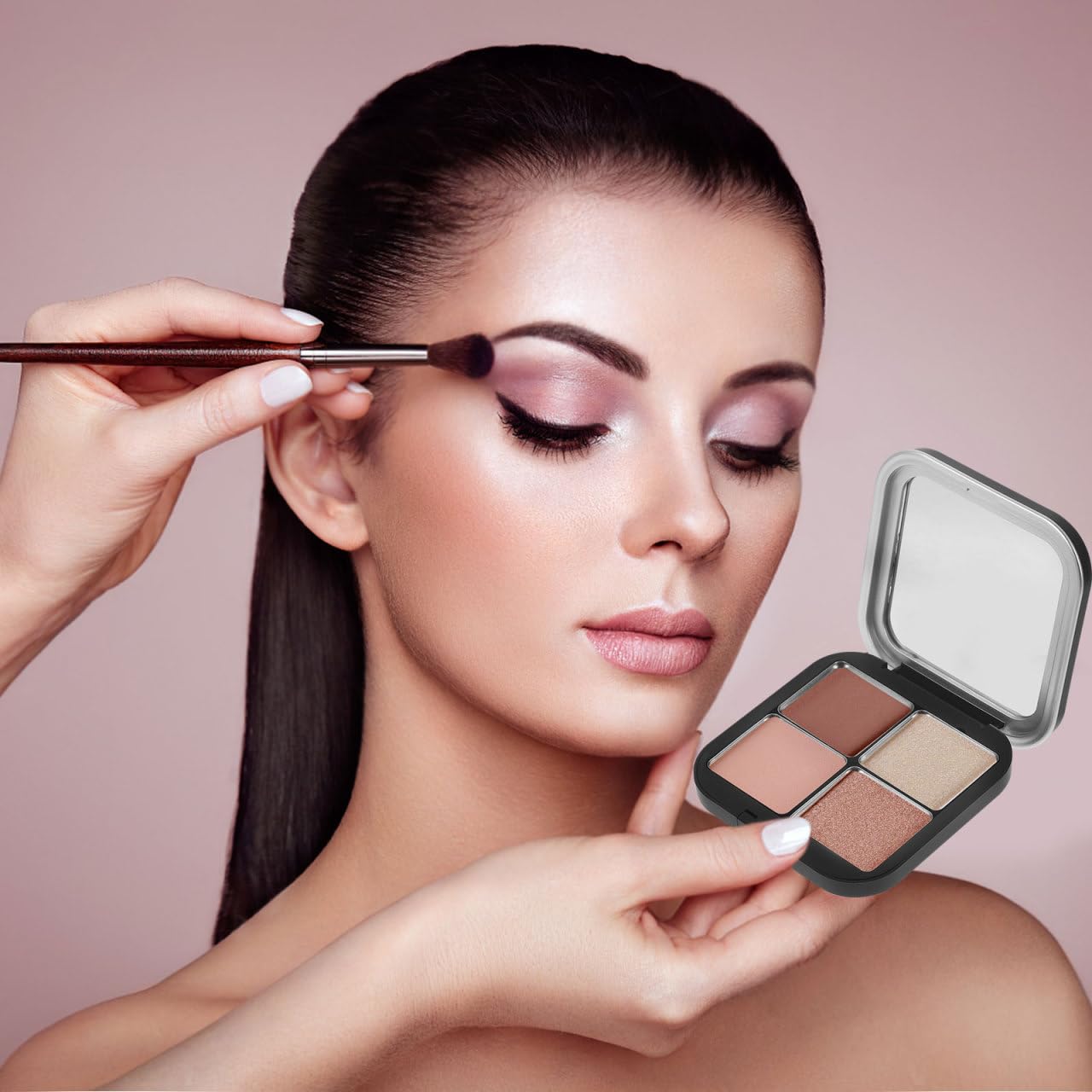Lurrose 2 unidades de sombras de ojos magnéticas vacías para maquillaje con espejo para pintalabios, paletas de maquillaje