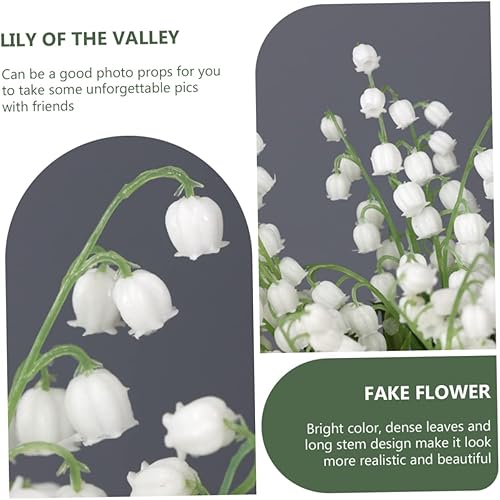 Miniatura 3 de Abaodam 6 piezas de lirio artificial del valle blanco ornamento artificial plantas artificiales decoraciones de primavera flores artificiales secas