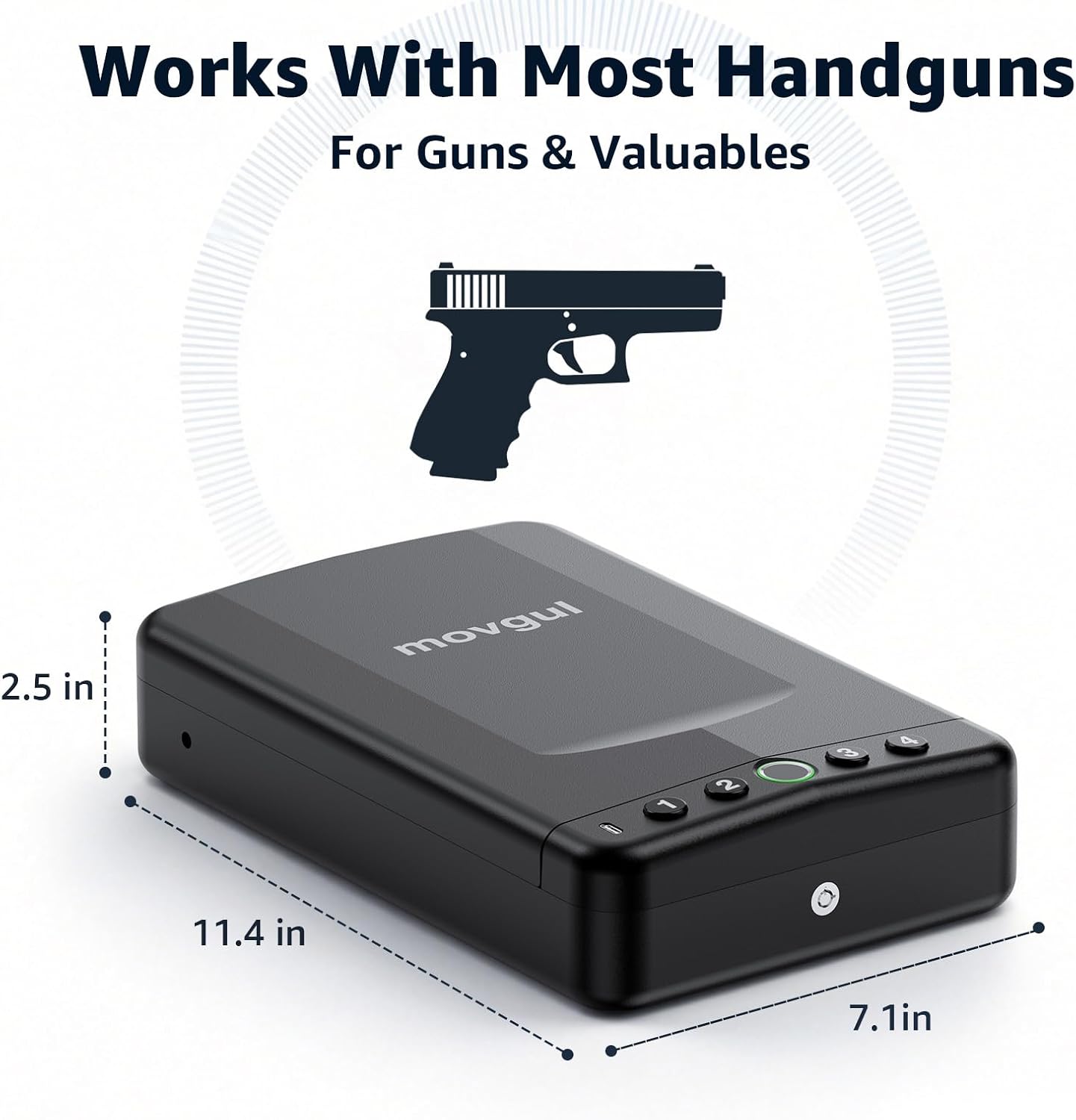 Biometric Portable Handgun Safe, Car/Bedside Mount Nightstand Home Security