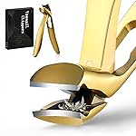 FERYES Angled Head Long Handled Toenail Clipper for Seniors - Large Wide Jaw Nail Clipper with Catcher for Thick Nails - Easier Trimming, Ergonomic Design (Gold