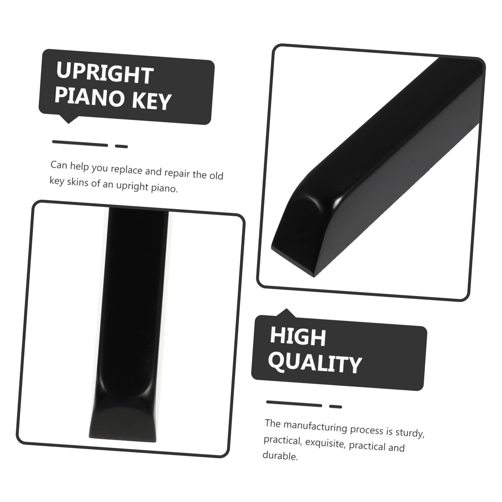 Piel Negra para Teclas de Piano Vertical 36 Piezas de Baquelita | Reemplazo de Teclas Antiguas, Uso Personal y Profesional, Accesorio para Reparación de Instrumentos