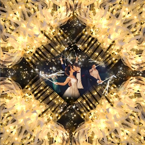 HONLYNE 68PCS Light up Wands for wedding, Wedding Wands Streamers