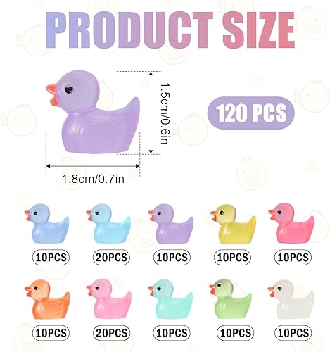 Miniatura 2 de 120 mini patos de resina, patitos de resina en miniatura luminosos para manualidades, accesorios de bricolaje, cumpleaños, Navidad, fiesta, jardín,