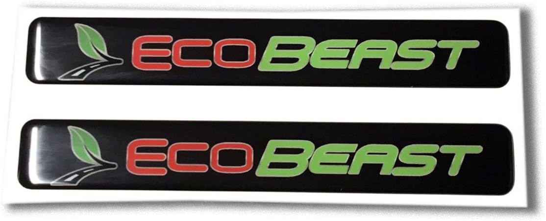 Domed ECOBEAST emblem to use with/compatible with ecoboost eco boost turbo To use with/compatible with Ford Racing Eco boost Turbo. NOT OVERLAY for OEM emblems Car Sticker 3D 6"x .8". Set of 2 decals