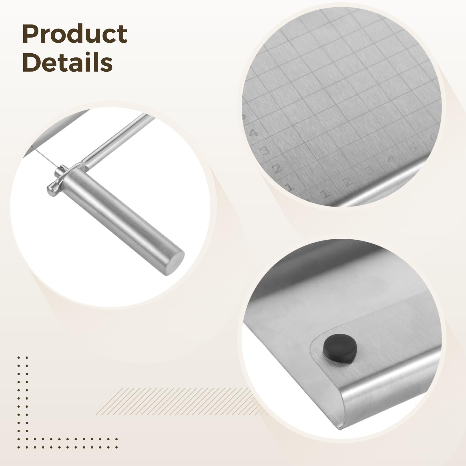 6-Wire Cheese Slicer, Stainless Steel Cutter with Scale and Cutting Board for Charcuterie