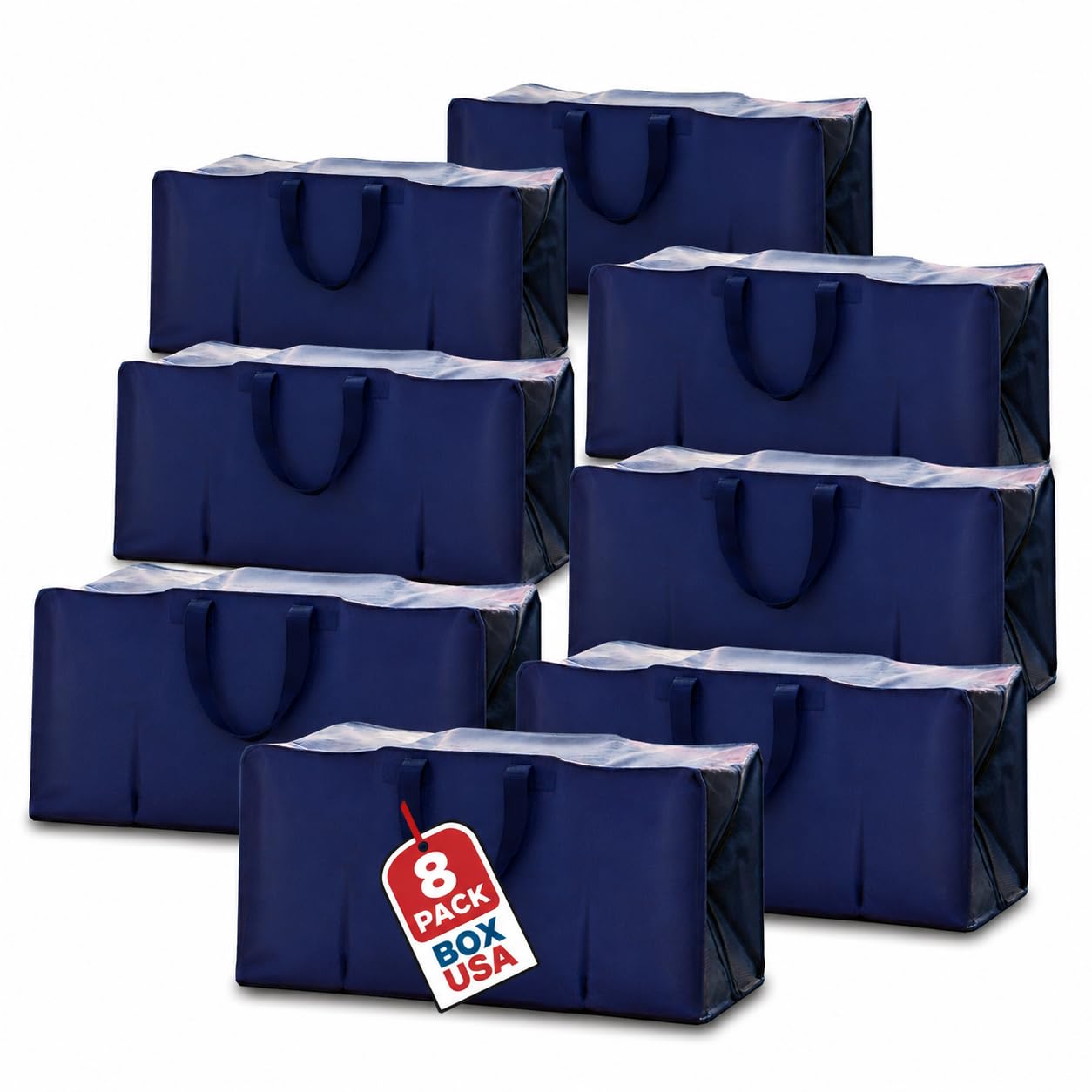 PACKING BAGS 8-Pack XL Moving Bags with Strong Handles &amp; Zippers, Blue