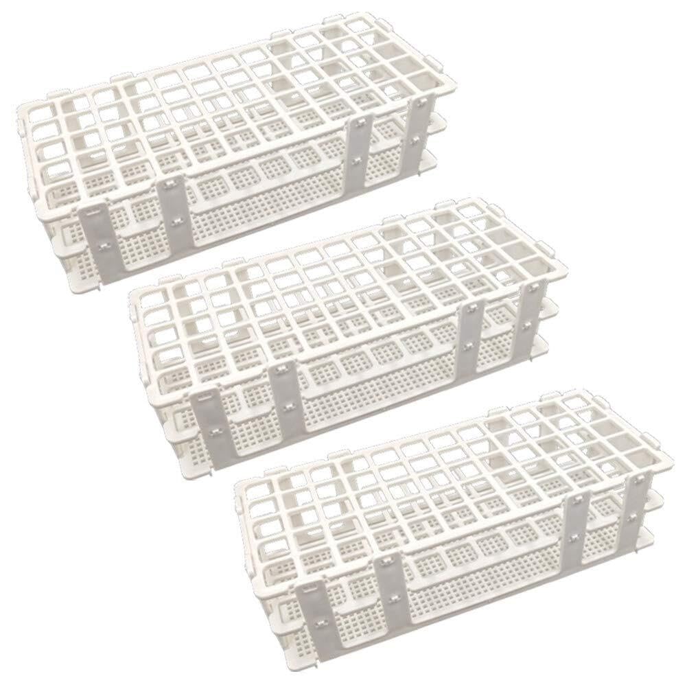 WENYAZIGUO Test Tube Holder, White Lab Test Tube Rack 3 Pack 60 Holes For 16mm Tubes 9.8x4.1x2.75in