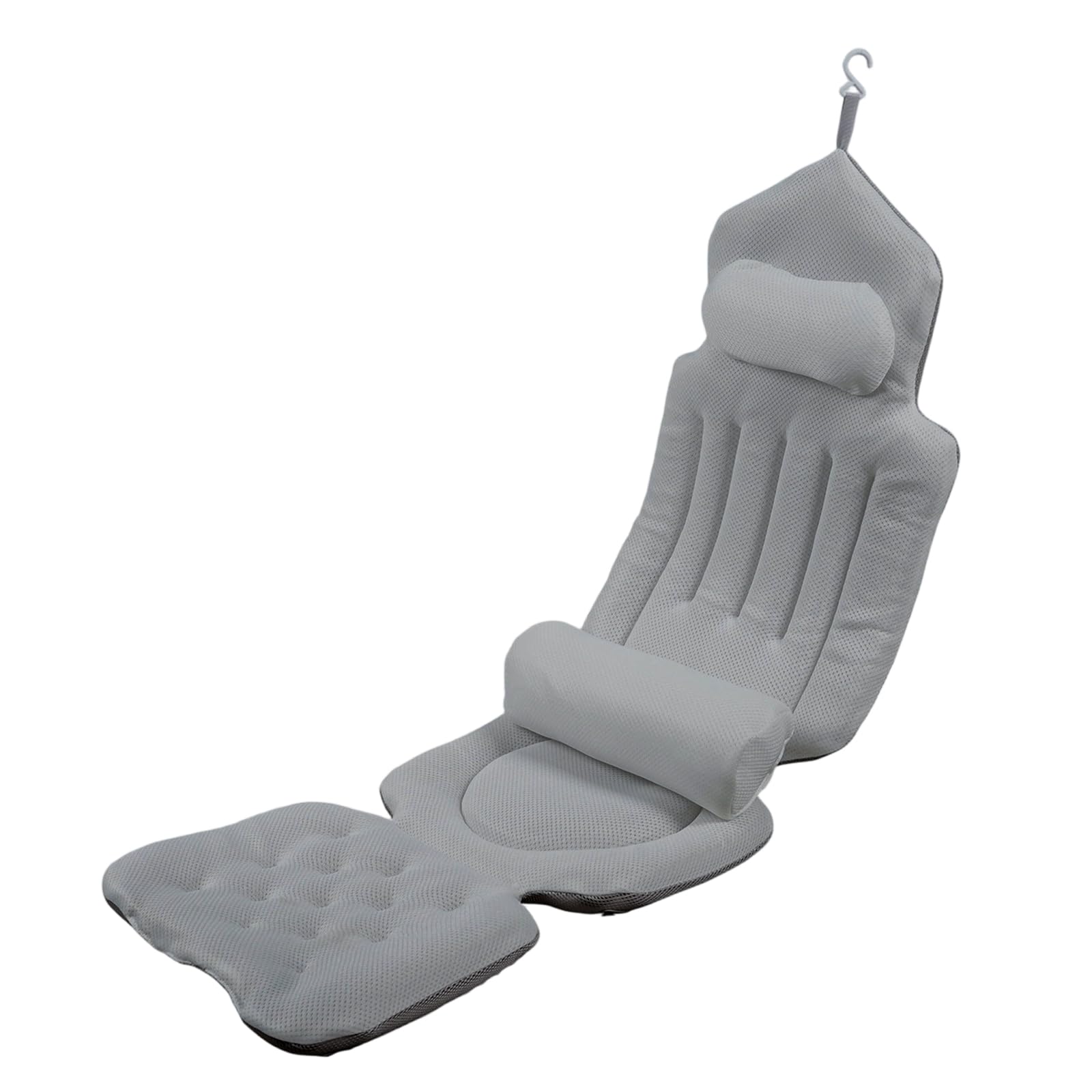 Almohada de baño de cuerpo completo con reposacabezas, soporte lumbar extraíble y 192 ventosas, inserto antideslizante para bañera, cojín de malla de secado rápido, respetuoso con la piel, lavable a