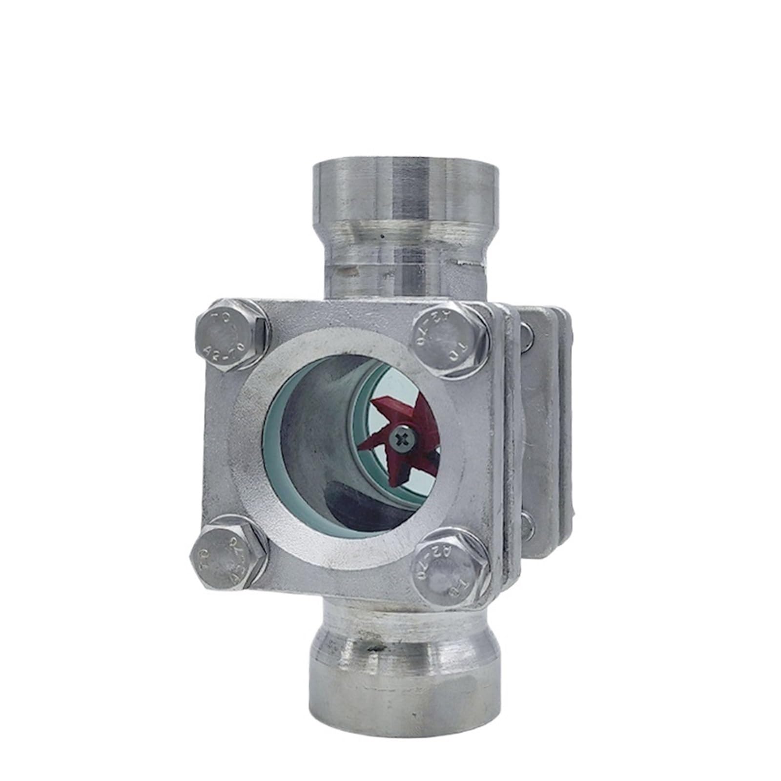 KACOME SG-YL61-04 Stainless Steel 304 Square Cover Welded Impeller Sight Glass See-Through Window Oil Flow Indicator DN50((304) DN100PN16)
