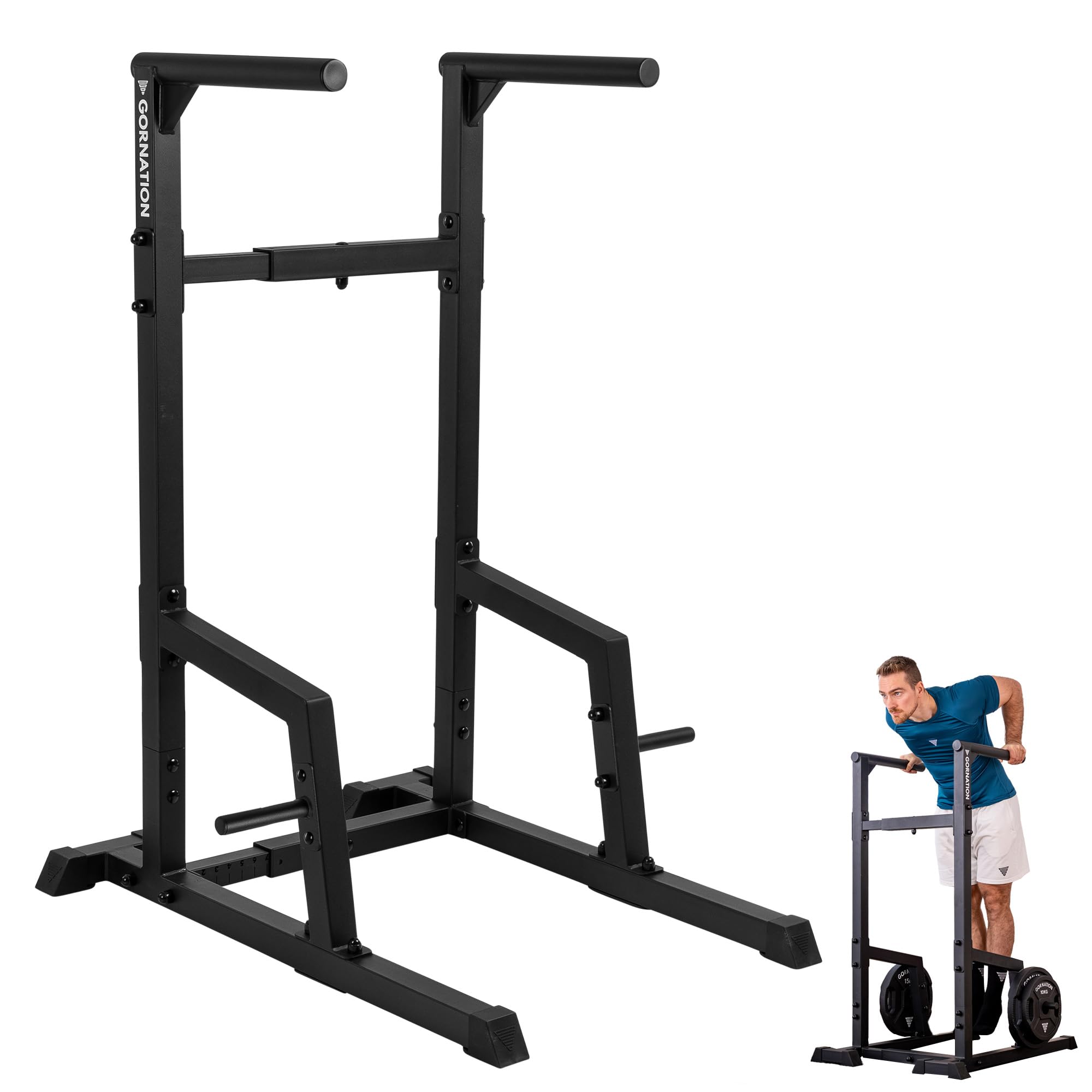 GORNATION Barres Dips, Station de Dips, Barres Parallèles en Acier pour Calisthenics, Équipement de Street Workout & Fitness avec réglage et Pieds antidérapants,