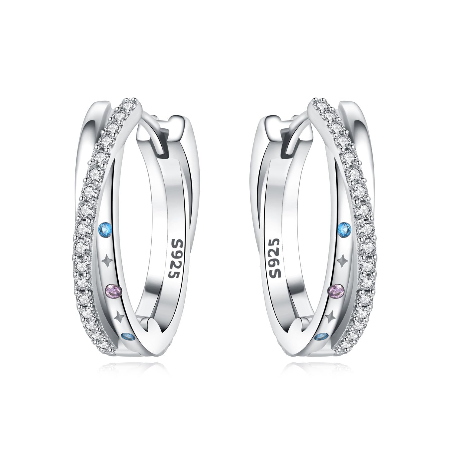 Pendientes de aro de plata de ley 925 para mujer, hipoalergénicos, estilo huggie — view 42