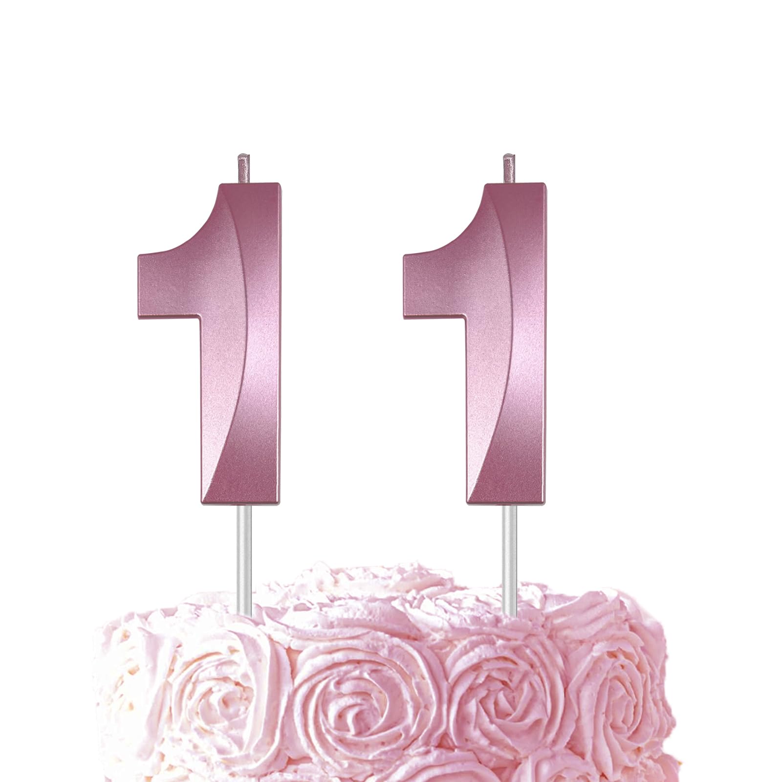 Pink Birthday Number 11 Candles for Wedding Party Cake Decorations