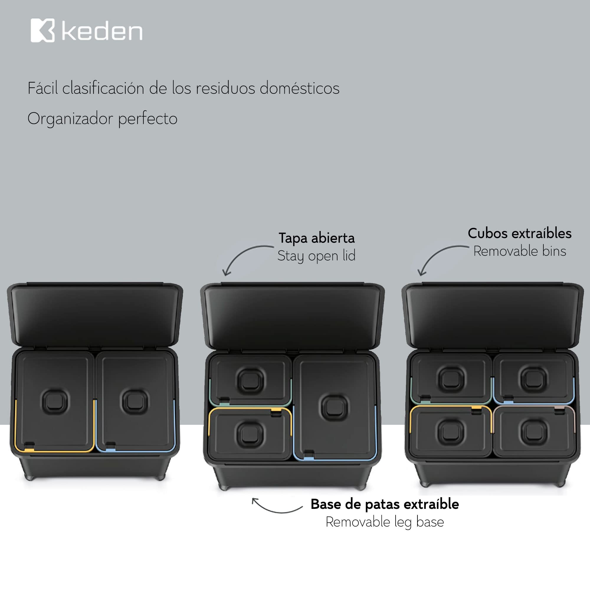 System sortowania recyklingu 4 x 10L KEDEN