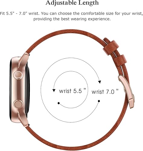 Vista 69 de Correa de piel compatible con Samsung Galaxy Watch 3 de 41 mm / Galaxy Watch Active de 40 mm / Active 2 44mm / Galaxy Watch de 42 mm, 20 mm de piel