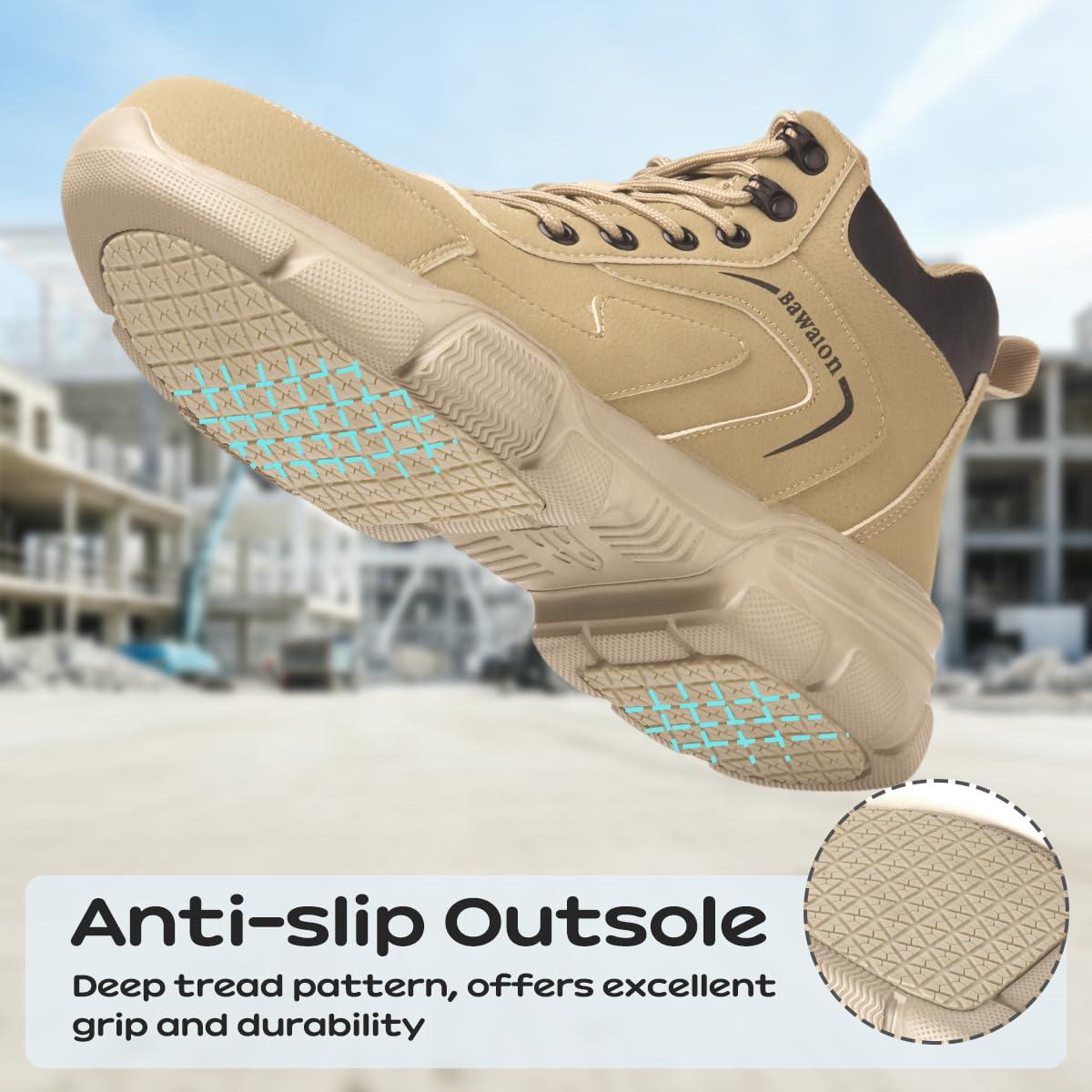 Chaussures de Sécurité Hommes Femmes Montante, Imperméable Bottines de Sécurité avec Embout en Acier Légère Antidérapant Bottines de Travail