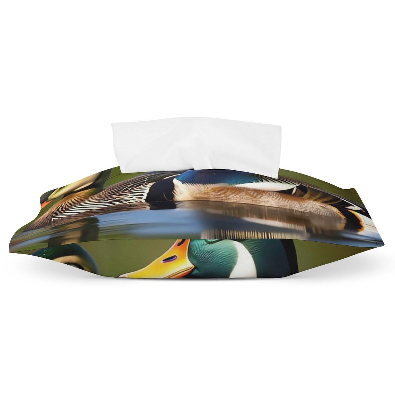 Housse de boîte à mouchoirs aspect cuir au design premium de canards colverts