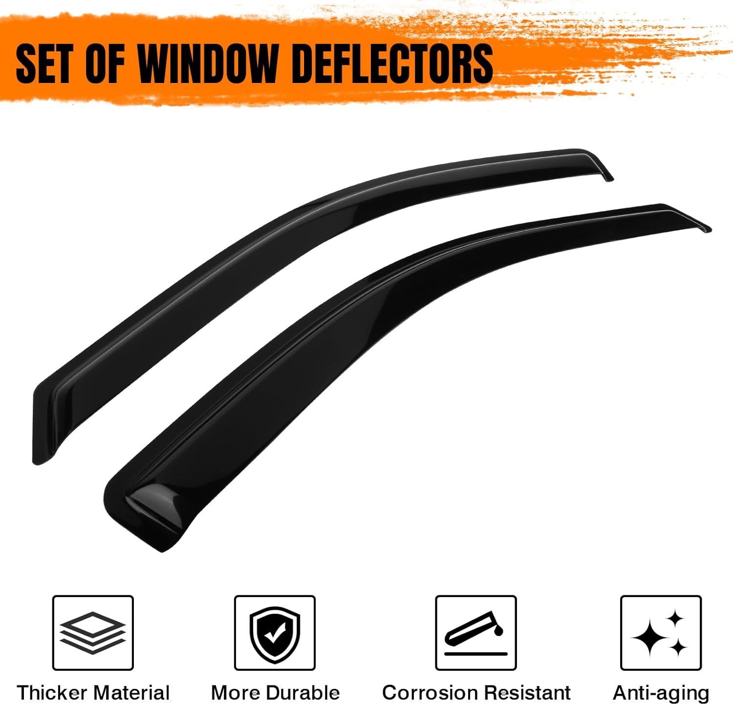Tape on Window Visor Deflectors, Compatible with 2004-2008 Ford F150 Standard Cab(Excludes 2004 Heritage), Acrylic Smoke Slim Style Window Rain Guards, Sun Wind Side Vent Visor Set, 2 PCS