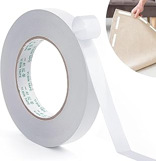 1 Roll Double Sided Tape, 0.59in x 66ft (20m) Fabric Adhesive Tape Multifunctional Double Sided Fabric Tape Carpet Tape Powerful Wall Adhesive Tape Suitable for Home School Office Without Residue