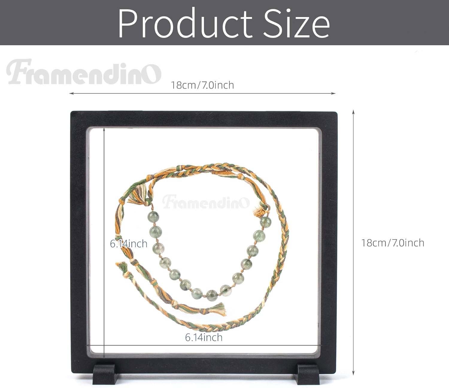 Framendino, 4 Pack Black 3D Floating Frame Display Case 7 x 7 x 0.8 Holder Stands Jewelry Storage Box for AA Medallion Shells Gems
