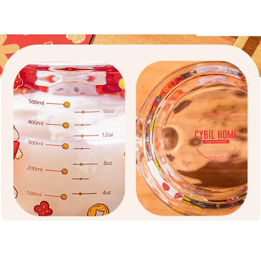 XMING Taza medidora de vidrio con tapa con escala resistente a altas temperaturas cocina for hornear harina taza de huevo batido taza de leche caliente (Size : B)