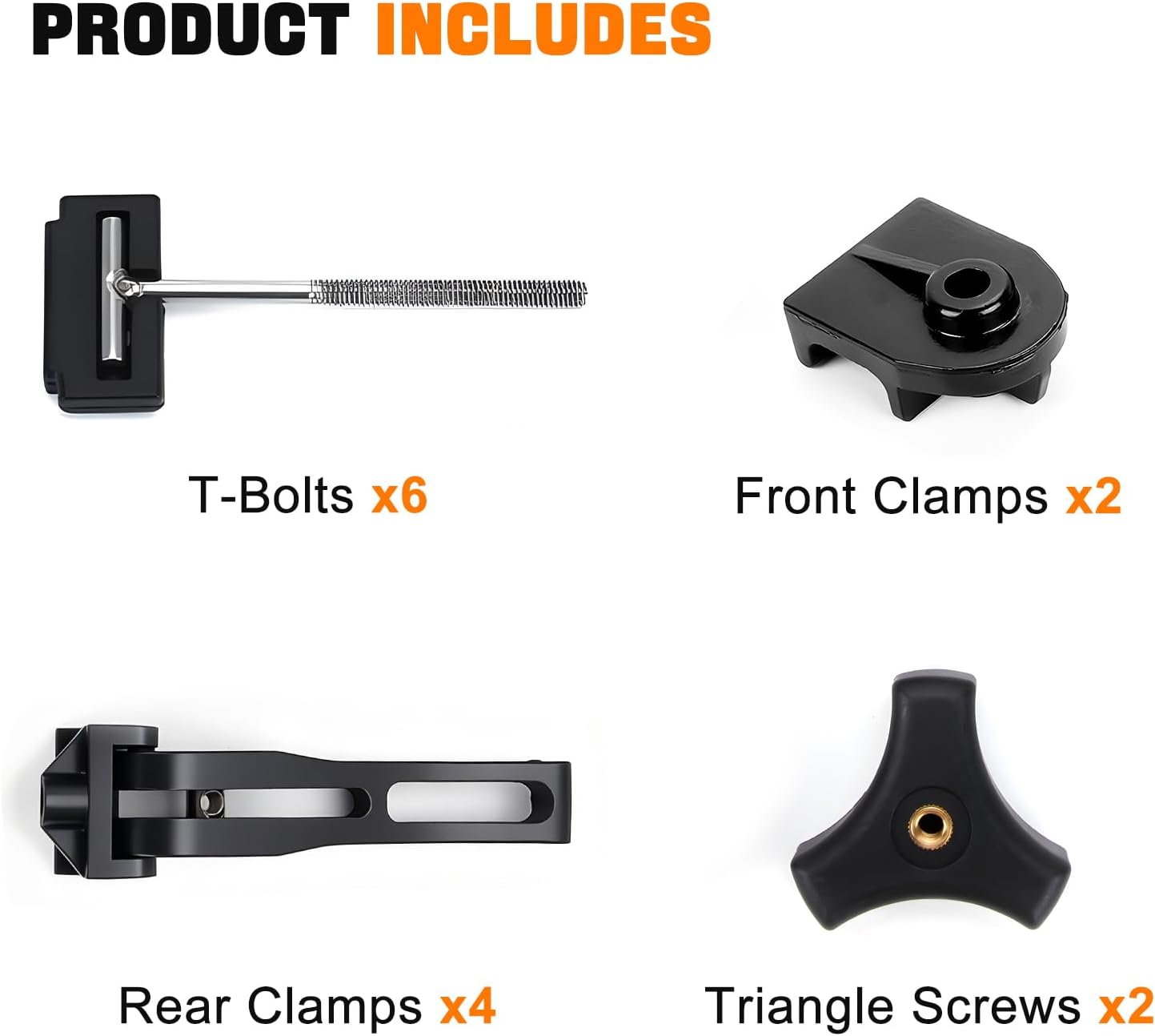 truck tonneau cover replacement installation accessory for soft or hard tri-fold & quad-fold truck bed cover include nut, t-bolt(t-bar), tonneau cover clamp, 4x rear clamp