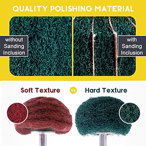 Mardatt 10Pcs Non Woven Abrasive Buffing Pads Wheels Drill Attachment Set, Scouring Pads Wheel With 1/4" Shank, Rotary Buffer Tool Accessories For Polishing Mirror Stainless Steel Copper Aluminum #TOP3