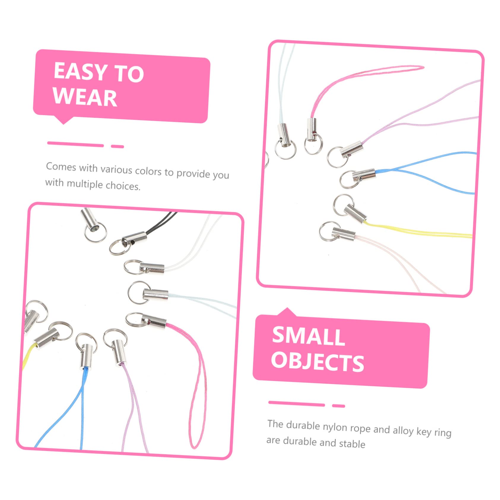 ABOOFAN 500piezas Cuerdas De Lanyard Para Móviles Correas De Muñeca Cadenas De Teléfono Charm De Accesorios Para Claves y Cámaras
