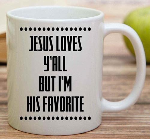 Miniatura 6 de Inspirational Gift Faith-based Gift, for Believers, Worshippers and Followers - Jesus Loves Yall Soft Text on 11 Oz White Ceramic Coffee Mug