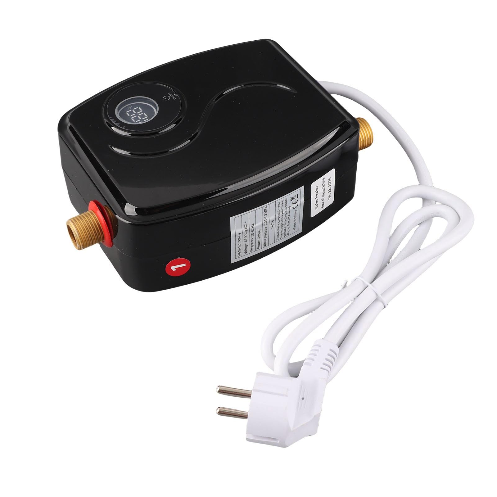 Ausla Mini Bojler 3800 W, Mosiężny Wlot i Wylot, Sterowanie za pomocą Ekranu Dotykowego, Grzejnik Elektryczny do łazienki i Kuchni (Wtyczka UE 220 V)