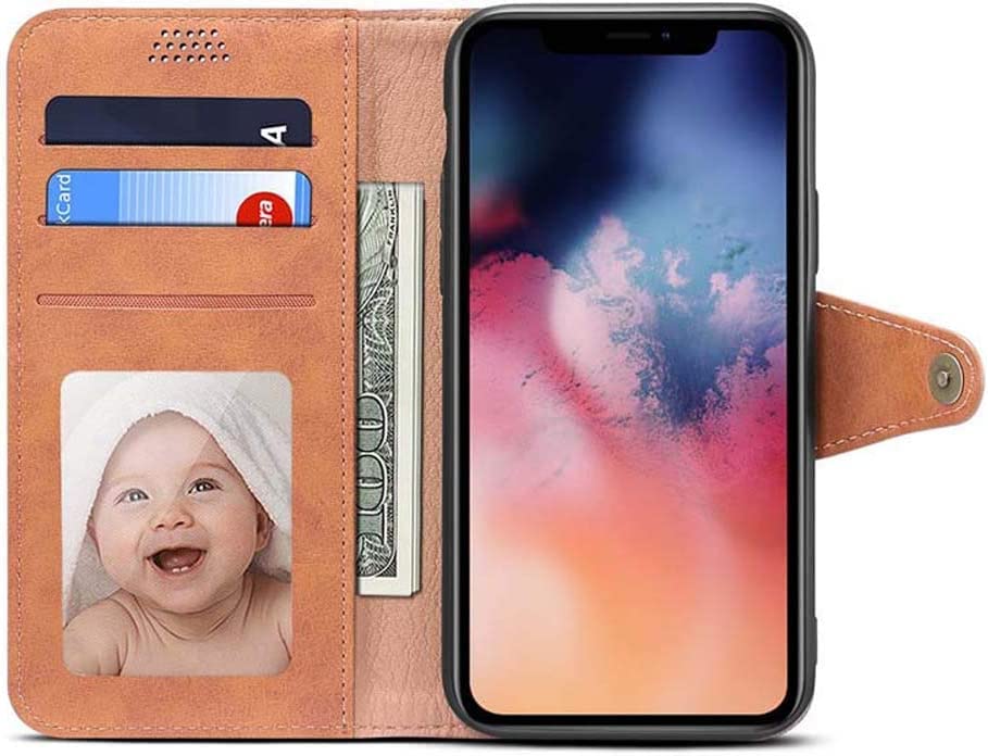 Étui en cuir iPhone 12 marron, housse à clapet chic avec support - 2