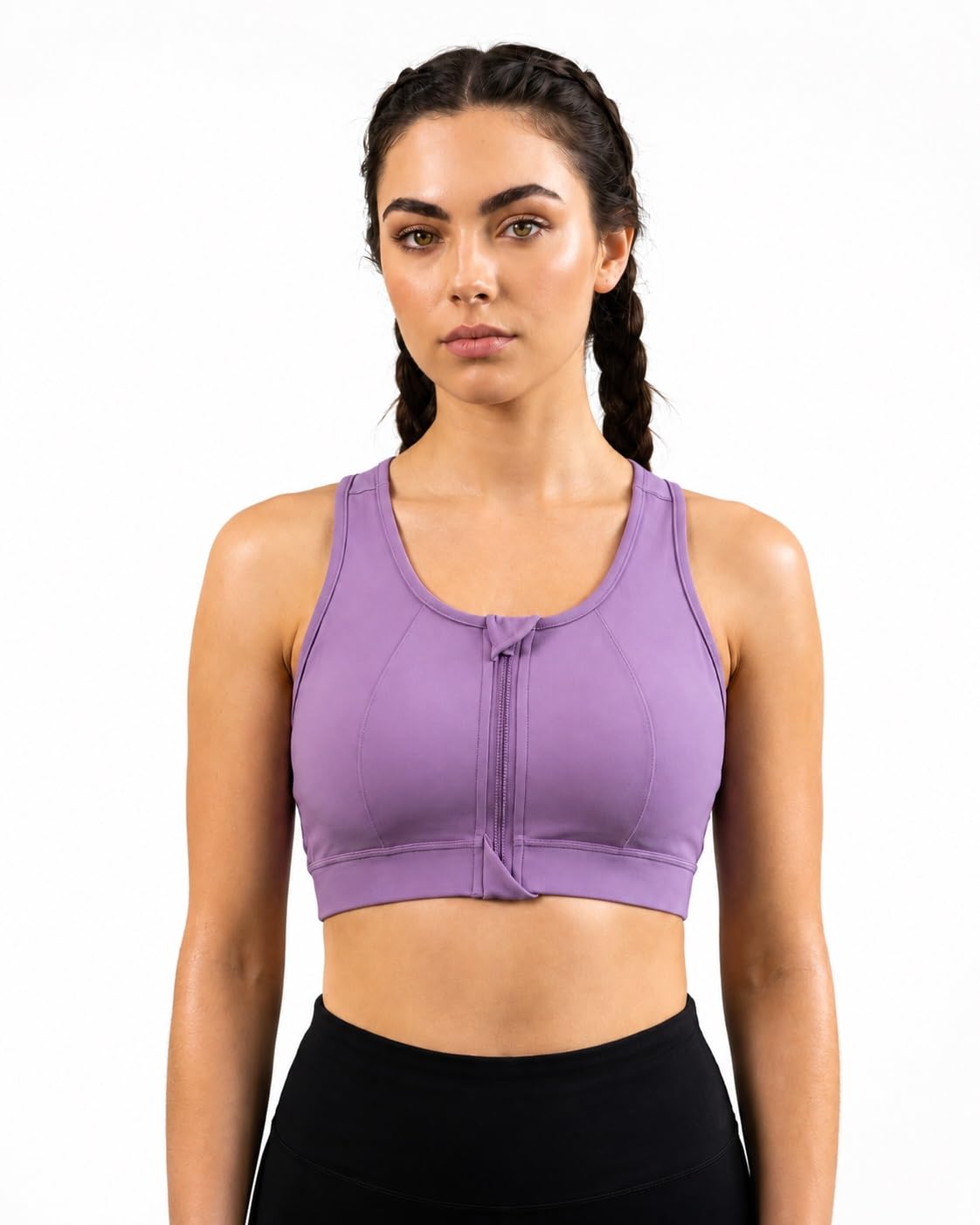 GVV Women's Non Padded Front Zip Sports Bra, High Support Full Coverage Wirefree Gym Bra for Workout, Yoga, Running, Fitness, Activewear with Breathable Fabric-image-32