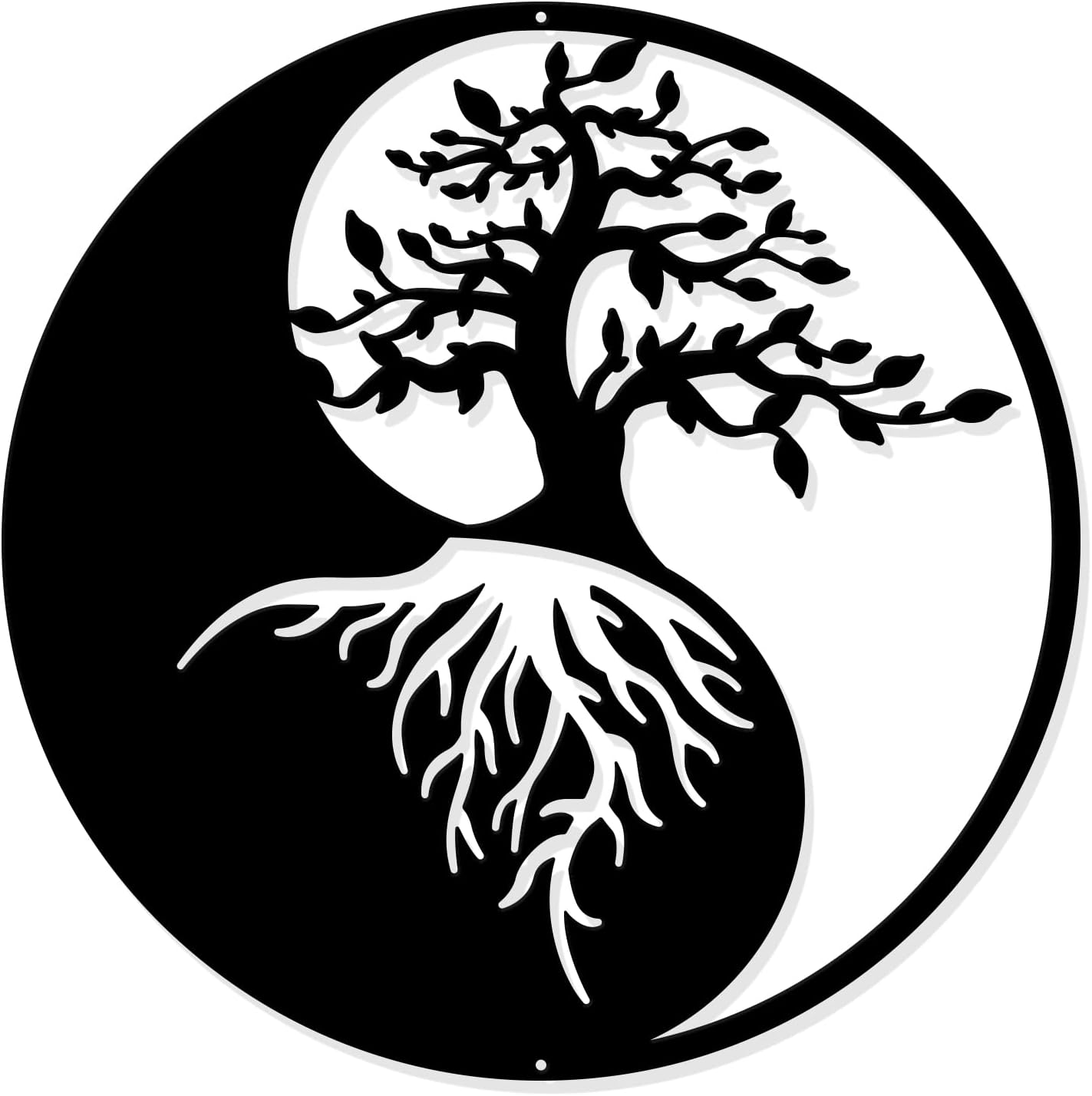 NBEADS Tree of Life Metal Wall Art Decor, 11.8" Yin Yang Wall Art Black Wall Hanging Decor Silhouette Wall Art for Bedroom Living Room Bathroom Office Garden Hotel Wall Decoration