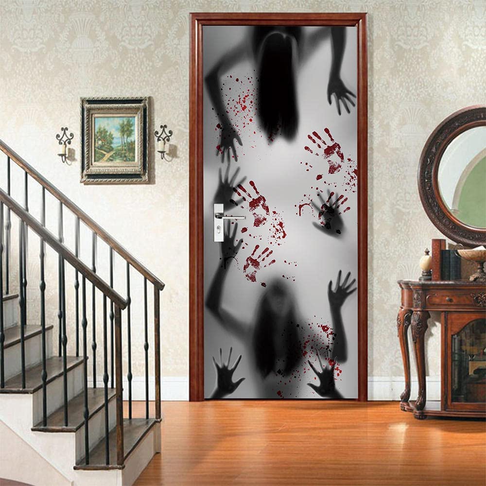 3D Zombi D'Halloween Porte Art Auto-Adhésif Porte Autocollant Porte Affiche Porte Papier Peint Porte Murale Porte Wall Sticker Porte Photo 80 X 200 Cm Pour La Décoration De Porte De Cuisine De