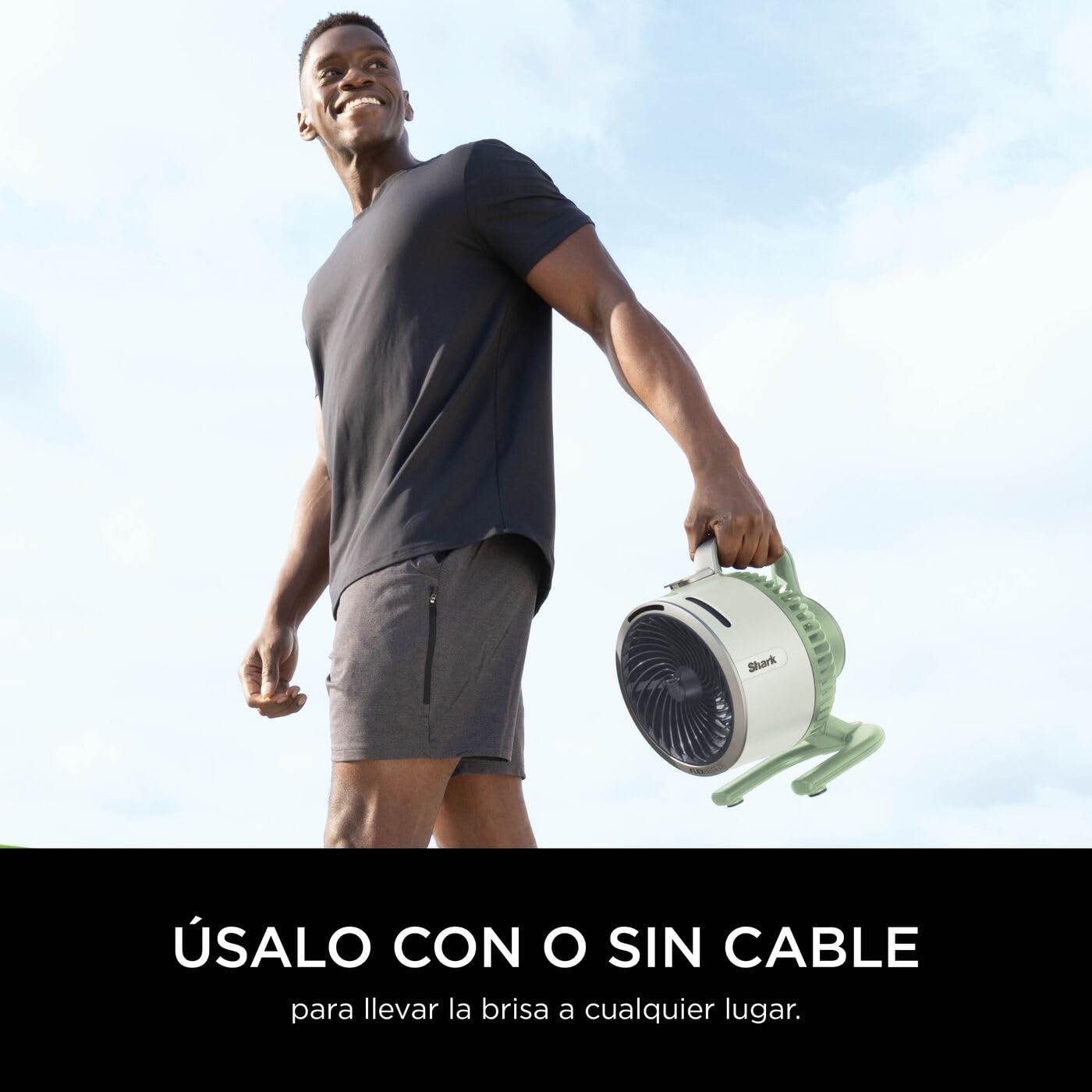 Shark FlexBreeze HydroGo, potente ventilador silencioso portátil con nebulización, para interior y exterior, con o sin cable, pequeño y ligero, 5 ajustes de velocidad, Menta FA050EUGN